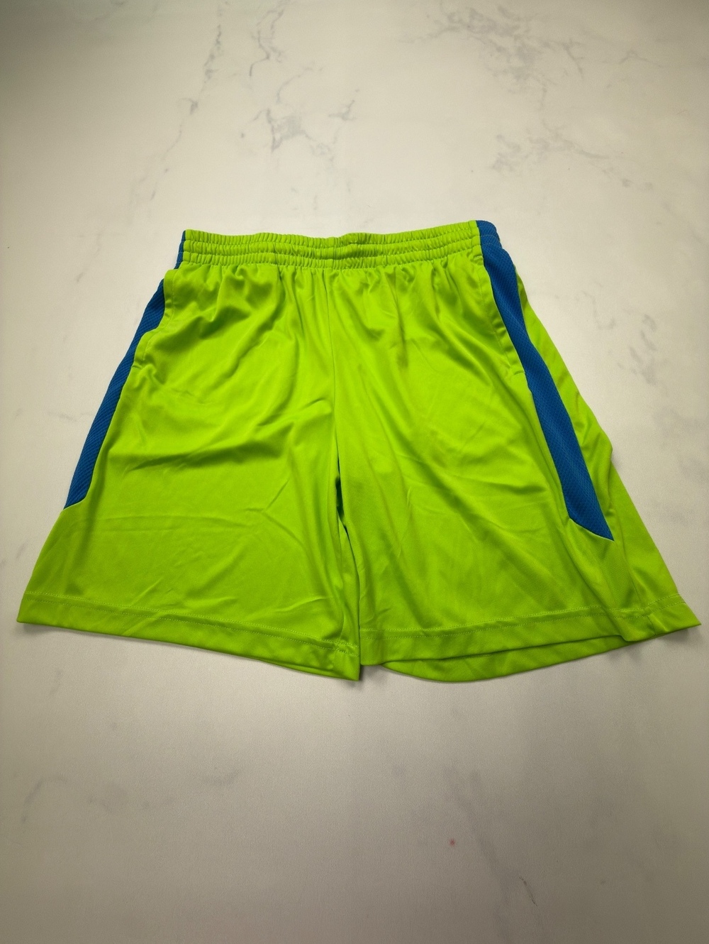 Tek Gear Athletic Shorts Green Blue 2010s Sporty - Boys XL Husky